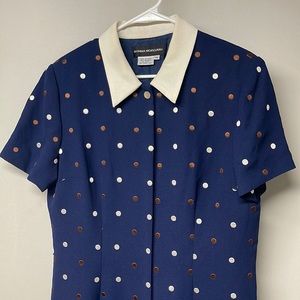 Vintage Donna Morgan dress size 14 collared polka dots